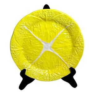 Secla Portugal Majolica Yellow Cabbage Pottery Dinner Plate-MidCentury-Excellent